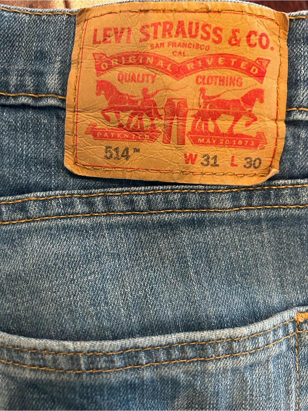 Levi's Blue Denim Jeans with Interior Logo Print